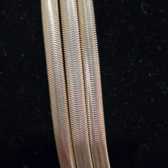 Gold-tone Multi-strand Herringbone or Flat Snake Chain Necklace w/ Box Closure - Picture 3 of 10